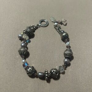 Tres Jolie Accessories Silver and Gray Beaded Bracelet